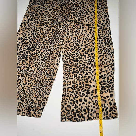 Leopard Print Jumpsuit Topshop Wide Leg Cropped with Red Stripe Sides - Picture 12 of 17
